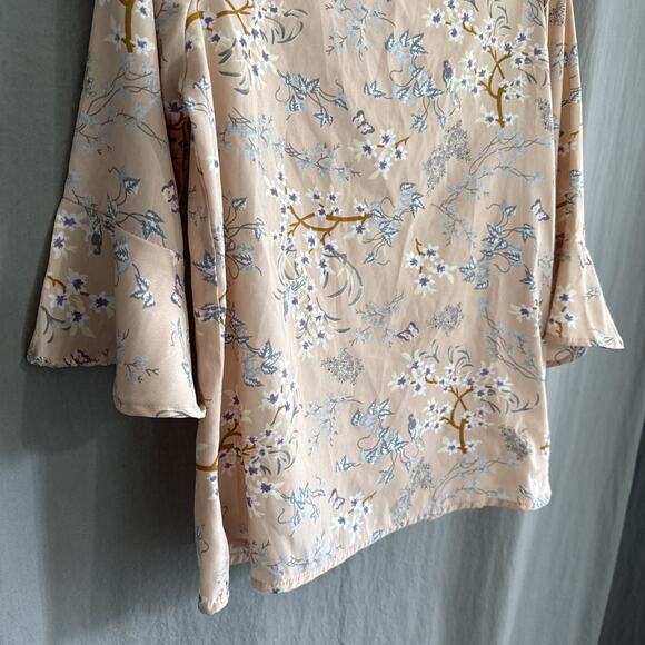 Harpa Peach Pink Floral Bell Sleeve‎ Blouse Boho Romantic Top Size Medium - Picture 5 of 12